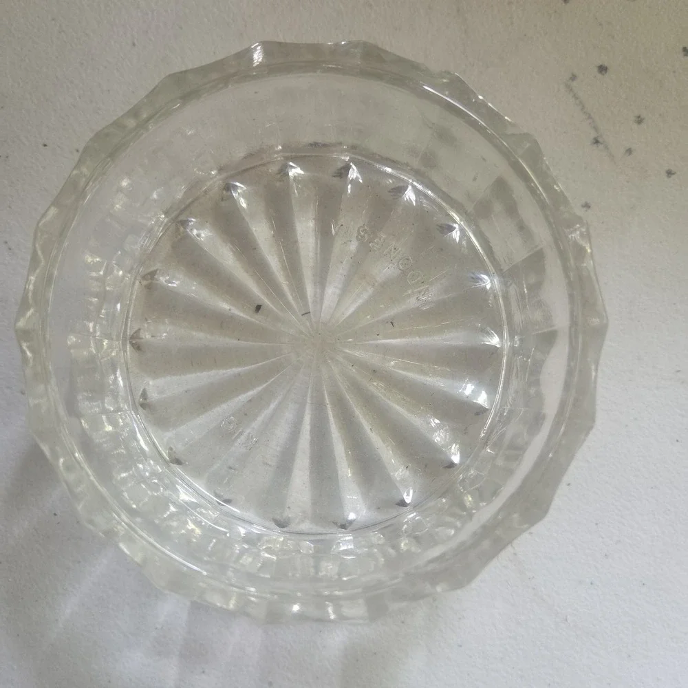 Vintage Glass Powder Jar Silver Plated Embossed Lid Vanity Trinket Box Mirror